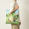 Bolsa Tote de Lona, Bolsa de Compras de Lona, Bolsa Tote de Lona da Moda para Homens e Mulheres, Bolsa Tote para Estudo