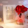 Lâmpada de Flor Rosa Famosa na Internet com Luz de Cristal e Base de Madeira Maciça, Dia dos Namorados, Festival Qixi, Decoração de Aniversário, Presente de Feriado