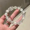 Pulsera Cristal Blanco Natural Luna Blanca Suave y Fresca para Novia, Joyería Blanqueadora, Accesorio de Mano de Cristal Blanco para Mujeres