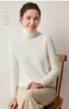 100% Cashmere Outono/Inverno Novo Estilo Curto Caimento Solto Feminino Gola Alta Cor Sólida Versátil Camada Base Tricô Suéter Pulôver