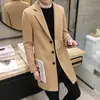 Casaco de lã masculino outono e inverno coreano slim fit longo corta-vento casaco de lã engrossado masculino comércio exterior Atacado