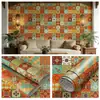 Papel Tapiz de Pared de Fondo para el Hogar Bohemio con Patrón Retro Pegatina de Pared Autoadhesiva Pegatina Impermeable a Prueba de Humedad Papel Tapiz de Decoración para Renovación