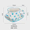 Taza de Café Estilo Pastoral Juego de Taza y Platillo para Café Taza con Mango de Corazón Creativo Taza de Agua con Forma de Corazón
