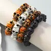 Pulsera de Cuentas para Hombre Nueva Retro Moderna Versátil Europea y Americana Venta al por Mayor Pulsera Punk de Resina Calavera de Halloween
