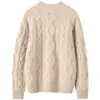 Suéter de cachemira de punto trenzado con cuello redondo, nuevo estilo otoño e invierno 2026, capa base gruesa para mujer, estilo suave, color liso, suéter cálido