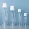 Garrafas vazias personalizadas 80ml 200ml 300ml 500ml garrafas brancas para enxaguante bucal, garrafas planas irregulares, garrafas plásticas PET com dispensador