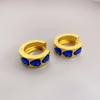 Aretes de Moda Transfronterizos Nuevos Geométricos con Gema Incrustada en Oro Pendientes de Aro Pequeños Chapados en Oro Real de 18k Estilo Japonés y Coreano ins