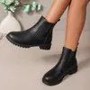 Comercio Electrónico Transfronterizo Tallas Grandes Otoño/Invierno 2026 Botines de Tacón Grueso Nuevos para Mujer Estilo Europeo y Americano Moda Casual Versátil Botas de Moda