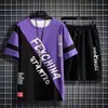 Nuevo Conjunto de Verano Transpirable de Seda de Hielo con Degradado para Hombre Camiseta de Manga Corta Pantalones Cortos Casuales Deportivos Conjunto de Dos Piezas Fábrica