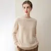 Nuevo suéter de punto de cuello redondo 100% cachemir cepillado para otoño e invierno, tejido de punto de manga larga, top holgado y versátil