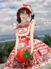 Vestido Lolita Tarta de Fresa con Estampado Floral, Vestido Lolita Jsk de Diseño Original, Estilo Largo de Princesa, Estilo Pastoral