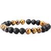 Pulsera de piedra Ojo de Tigre de 2 piezas de venta caliente transfronteriza europea y americana, piedra redonda de 8 mm de Ojo de Tigre con cuentas de lava, traje de joyería ajustable