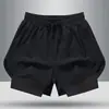 Nuevos Pantalones Cortos Deportivos Sueltos de Verano para Hombre, Seda de Hielo de Secado Rápido para Fitness Running Dos en Uno Casual de Tres Cuartos
