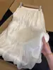 Altamente recomendado! Saia Longa de Gaze Dourada Cintilante para Mulheres, Saia Longa de Gaze Perolada de Cintura Alta Linha A para o Verão