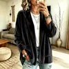 Outono/Inverno 2026 Novo Comércio Transfronteiriço Europeu e Americano Cor Sólida Veludo Dourado Cardigan Longo Feminino com Gola Reversível