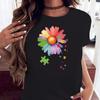 Desejo ebay Amazon estação independente gola redonda solta AliExpress camiseta criativa de flor manga curta para mulheres