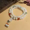 Pulsera Dorada de Jade de Xinjiang con Múltiples Círculos para Mujer Diseño Xia Xiazhong Pulsera con Colgante de Ágata Pixiu Pulsera Delicada para Novia