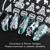 Nuevas pegatinas para uñas transfronterizas Redes sociales luminosas Invierno Navidad Blanco Encaje Copo de nieve Reno Adhesivo 3D para uñas
