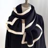 Bufanda de Bloques de Color Blanco y Negro 2026 Invierno Nuevo Estilo Lana Tejida de Alta Gama Diseño de Nicho Bufanda Versátil para Hombres y Mujeres