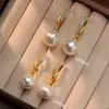 Ganchos Curvos para Oreja con Pedrería de Lujo Ligero Pendientes de Perla Temperamento Elegante Colgantes Pinzas para Oreja de Perla Vestidos de Banquete Accesorios de Gama Alta