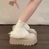 Zapatos Birkenstock de Suela Gruesa para Aumentar la Altura con Forro de Felpa Botas de Nieve Zuecos Cerrados Zapatillas de Algodón Peludas Ropa de Invierno para Exteriores para Mujer Nuevo Estilo 2026