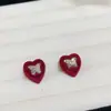 Pendientes de Moda con Lazo, Geométricos Elegantes, Diseño Minimalista de Nicho, Terciopelo Lindo Versátil Corazón Pendientes de Botón de Lujo Ligero