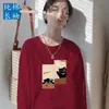 Camiseta de Algodão Puro de Manga Longa para Mulheres para o Início da Primavera, Novo Estilo Outono e Inverno 2026, Design Solto, Camiseta Básica Chique de Estilo Nicho de Hong Kong para Homens