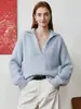 26 Novidade Outono/Inverno Suéter de Lã Escovada Lã Cashmere Seda Engrossado Gola POLO Estilo Old Money Suéter de Lã