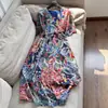 2026 Verano Nuevo Elegante Seda Estampada Estilo Resort Cintura Ceñida Vestido Largo Venta al por Mayor N2AQ8031