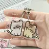 Llavero de pareja de gatitos lindos colgante de dibujos animados pequeño regalo para amigos decoración de mochila accesorio acrílico