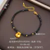 Conjunto Puzuo Cor Forte Retenção Dourado Areia Fechadura da Sorte Bolsa Pulseira e Tornozeleira de Espinélio, Conjunto de Luxo Leve de Alta Qualidade para Casal