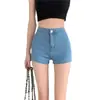 Jeans de Pierna Ajustada Estilo Hong Kong para Adelgazar y Levantar Glúteos para Mujer Primavera y Verano Cintura Alta Aspecto Adelgazante Pantalones Cortos Ajustados Sexys Super Shorts Pantalones ins