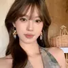 Pendientes de Borla de Cristal con Flor 3D de Lujo Super Hada Pendientes de Botón con Sentido de Alta Gama y Temperamento Pendientes de Moda con Sentido de Diseño Accesorios