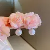 Pendientes de Flor de Tela para Jardín de Monet Super Hada Dulce Temperamento Pendientes Versátiles Moda Alto Sentido de Gama Pendientes Nicho para Mujeres