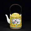 Bule de Cerâmica Colorido com Alça das Dinastias Tang e Song, Bule para Preparo de Chá Doméstico, Bule Estilo Palácio, Bule de Água Fria de Alta Qualidade, Bule para Ferver Água, Bule de Porcelana