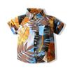 Camisa Havaiana Tropical Casual para Meninos Verão 2021 Nova Camisa Infantil de Manga Curta com Estampa Digital e Gola