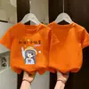 Camiseta de Algodão Puro de Manga Curta para Meninas com Estampa, Gola Redonda, Camisa Meia-Manga Solta, Confortável e Estilosa para Crianças