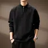 Sudadera de Peso Pesado Texturizada de Alta Gama de 500g para Hombre, Casual Holgada Estilo Americano Otoñal con Media Cremallera, Top de Chenilla con Cuello Alto