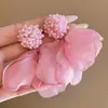 Aretes Color Rosa Dopamina para Mujer, Diseño de Nicho, Lujo Ligero, Sensación de Alta Gama, Estilo Vacaciones en la Costa, Aretes de Flor