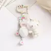 Bola de Pelo de Gato com Laço de Veludo Boneca DIY Chaveiro de Carro Pingente de Bolsa Pingente Pequeno da Moda Atacado