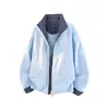 Refrescante Juvenil Retro Rayas Bloque de Color Cuello Solapa Casual Corte Holgado Chaqueta Otoño para Hombre Abrigo Patchwork