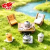 Producto nuevo original: Muñeca de perrito para camping primavera/verano, casa de muñecas DIY, picnic al aire libre, casa miniatura de resina, adorno de decoración