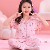 Pijamas para niñas, pantalones de verano de manga corta, finos, para niñas grandes, ropa de verano para bebés con dibujos animados, venta al por mayor