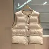Colete de Penas de Pato Leve e Quente com Corrente de Contas BC para Mulheres no Outono e Inverno Roupa Externa Solta Manga sem Mangas com Bainha em Veludo Cotelê Jaqueta Curta de Penas