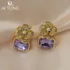 Pendientes de Alta Gama Exquisitos y Elegantes Vintage, Pendientes de Flor de Lujo Versátiles de Nicho, Pendientes Cuadrados Personalizados