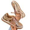 Zapatillas de Lona para Mujer de Otoño 2025, Nuevas, Transfronterizas, con Cordones, Lentejuelas, Suela Gruesa, Talla Grande, Moda Casual, Caña Baja