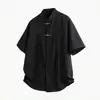 Nueva Camisa Nacional de Estilo Chino de Manga Corta para Hombre, Verano Texturizada Fluida de Botones Traje Tang con Pliegues Tridimensionales, Camisa de Tacto de Alta Gama