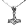 Colgante de acero inoxidable europeo y americano Martillo de Thor nórdico personaje vikingo martillo de dos colores moda moderna para hombre