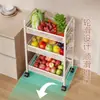 Carrinho de cozinha, prateleira multi-nível para armazenamento de frutas e vegetais, prateleira móvel para temperos domésticos, organizador de armazenamento
