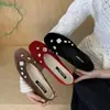 Zapatos Planos con Pedrería para Mujer 2026 Estilo Nuevo, Adecuados para Faldas, Elegantes y Cómodos, Mocasines Slip-On de Gamuza Negros